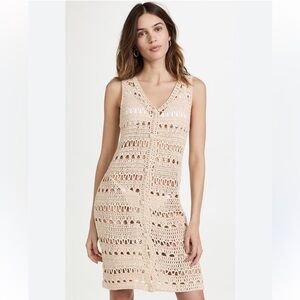 Line and Dot Roxie Crochet Mini Dress Swim Cover in Cream size Small